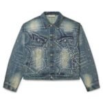 Vale Crystal Rain Denim Jacket with crystal details
