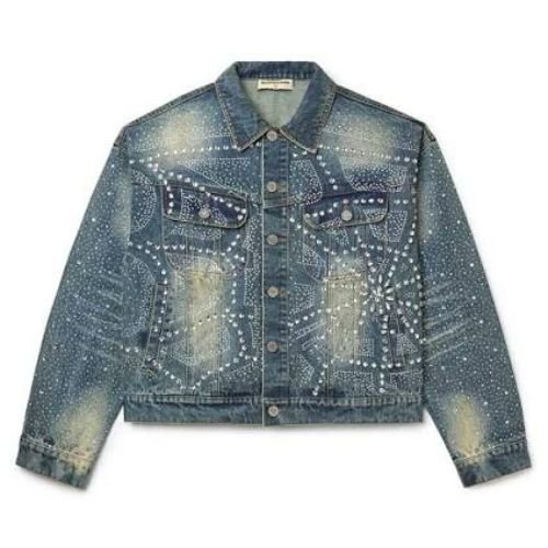Vale Crystal Rain Denim Jacket Vale Crystal Rain Denim Jacket with crystal details
